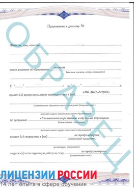 Образец приложение к диплому (страница 1) Курганинск Профессиональная переподготовка сотрудников 